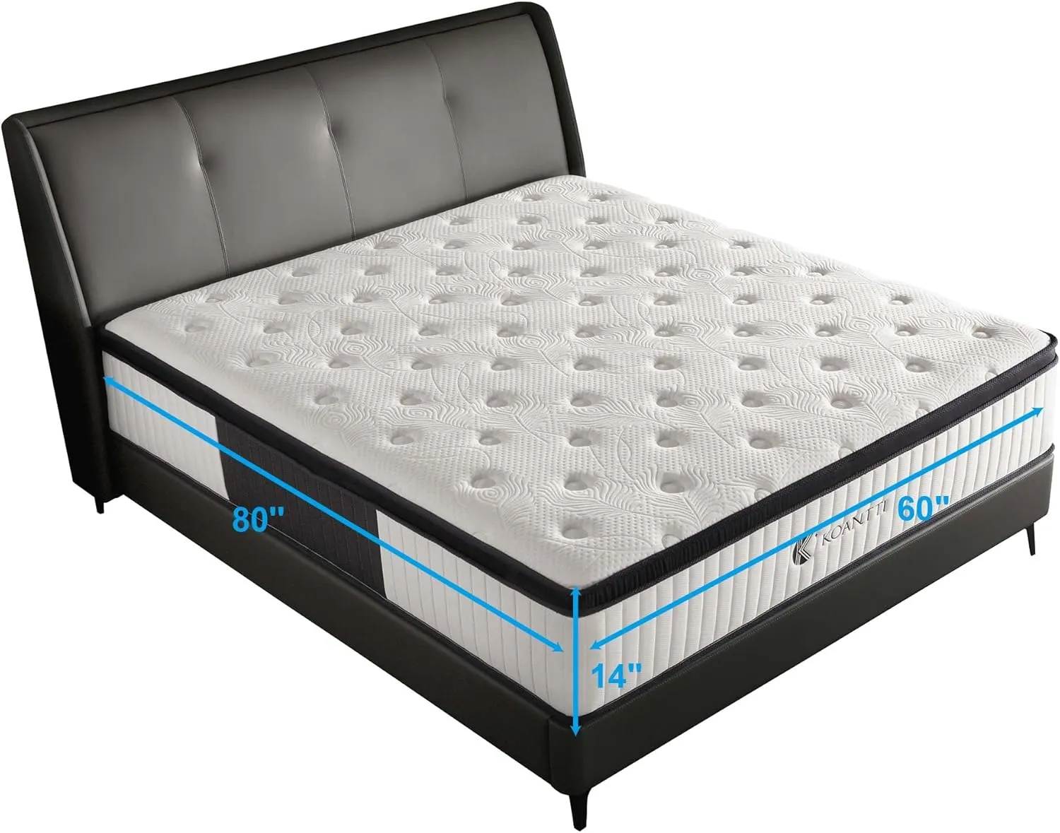 Queen Mattresses,14 Inch Queen Size Mattresses in a Box,Memory Foam Hybrid White & Black Mattress with Provide Support and Improve Sleep,Pressure Relief,Medium Firm.