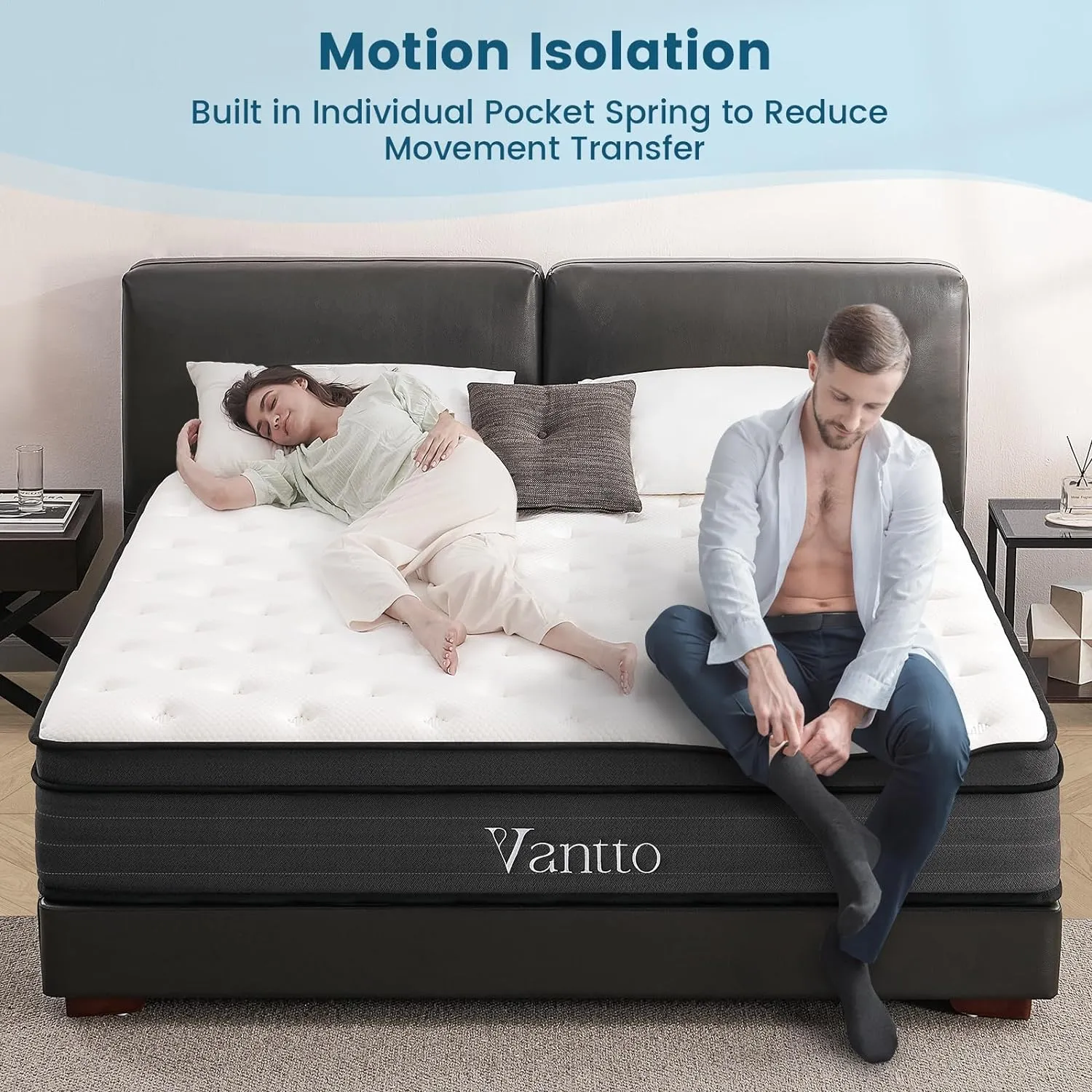 Queen Size Mattress, 10 Inch Individual Pocket Springs Hybrid Memory Foam Mattress in a Box for Pressure Relief, Motion Isolation, CertiPUR-US
