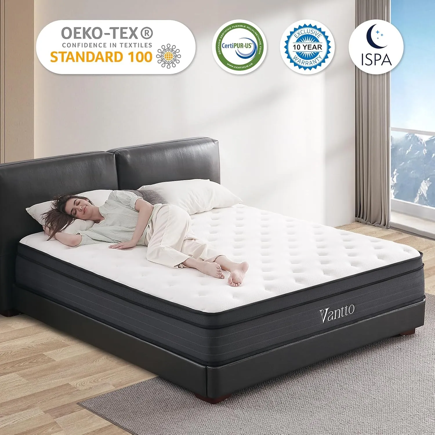 Queen Size Mattress, 10 Inch Individual Pocket Springs Hybrid Memory Foam Mattress in a Box for Pressure Relief, Motion Isolation, CertiPUR-US