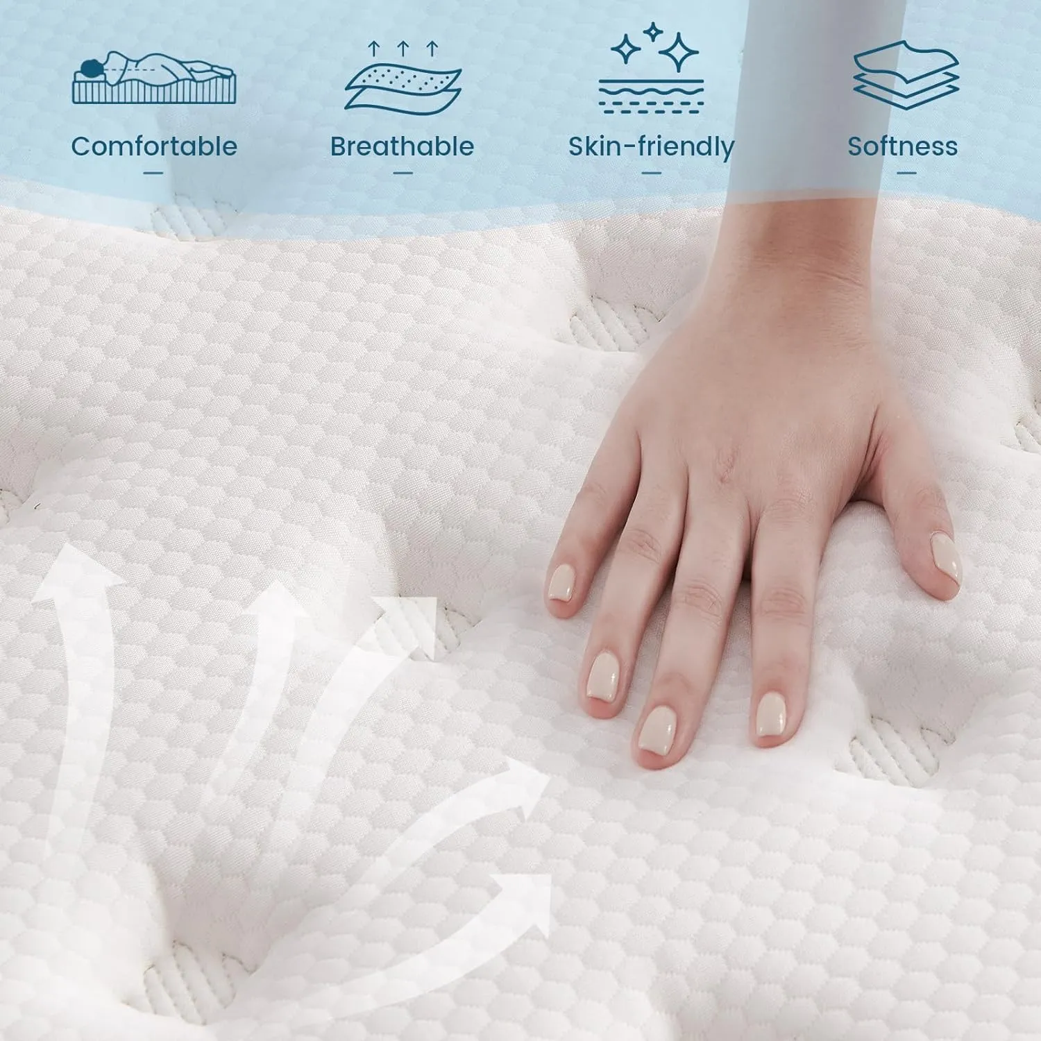 Queen Size Mattress, 10 Inch Individual Pocket Springs Hybrid Memory Foam Mattress in a Box for Pressure Relief, Motion Isolation, CertiPUR-US