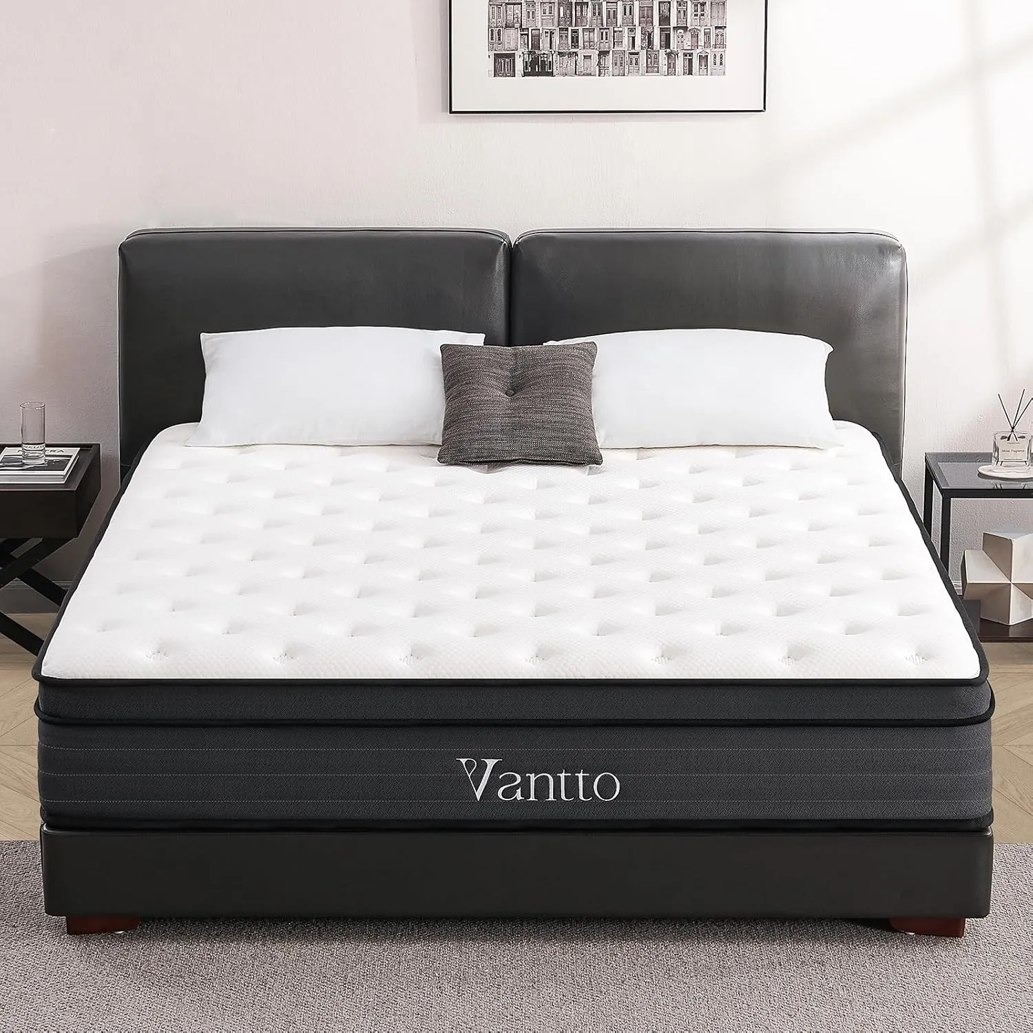 Queen Size Mattress, 10 Inch Individual Pocket Springs Hybrid Memory Foam Mattress in a Box for Pressure Relief, Motion Isolation, CertiPUR-US
