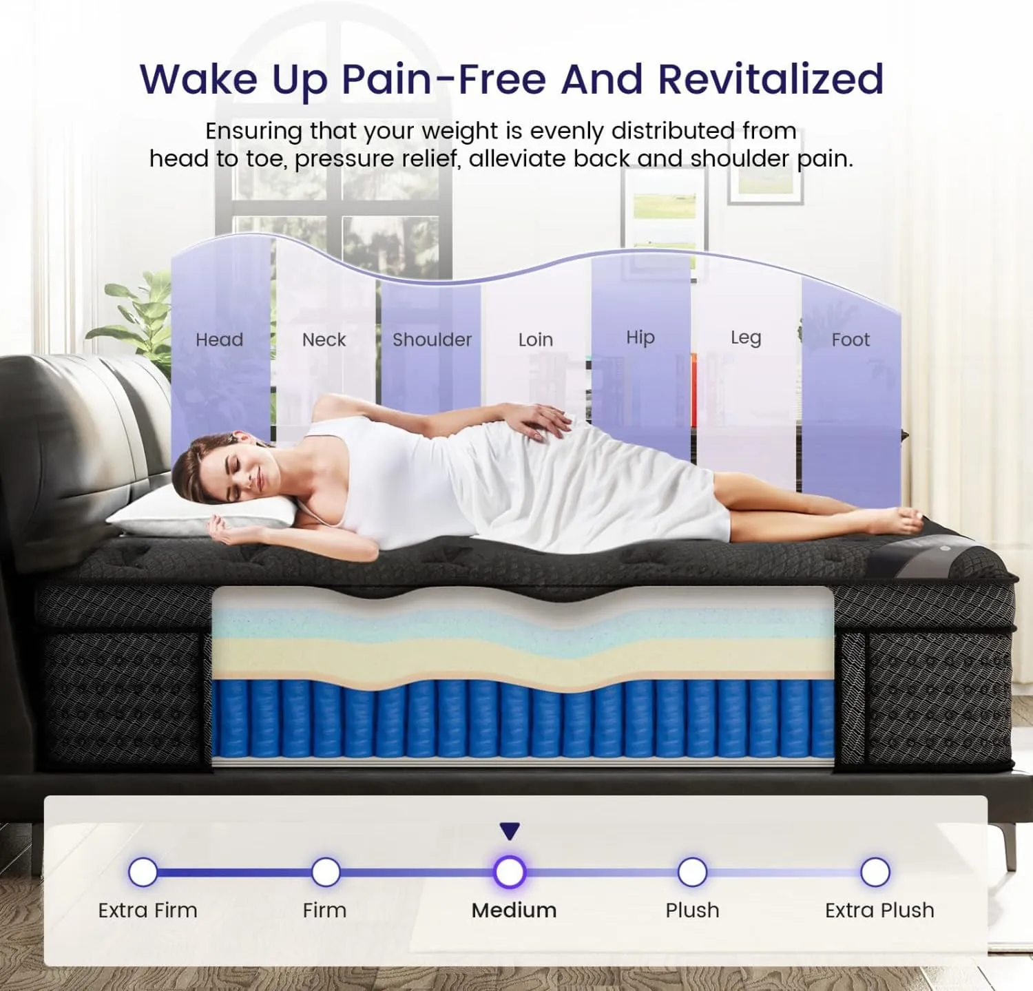 Queen Size Mattress, 14 Inch Deluxe Hybrid Queen Mattress in a Box, Medium Firm Mattresses With Gel Memory Foam & Pocket Springs, Pressure Relief, Cooling, Extra Edge Support [Upgraded Support]