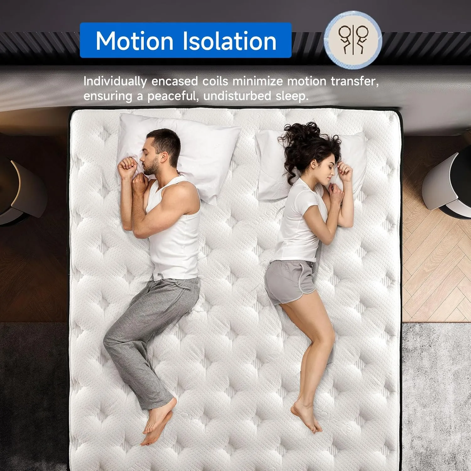 Queen Size Mattress,12 Inch Hybrid Queen Mattress in a Box with Memory Foam and Zoned Support Spring,Motion Isolation,Pressure Relief,100 Night Trial,Medium Firm,CertiPUR-US.