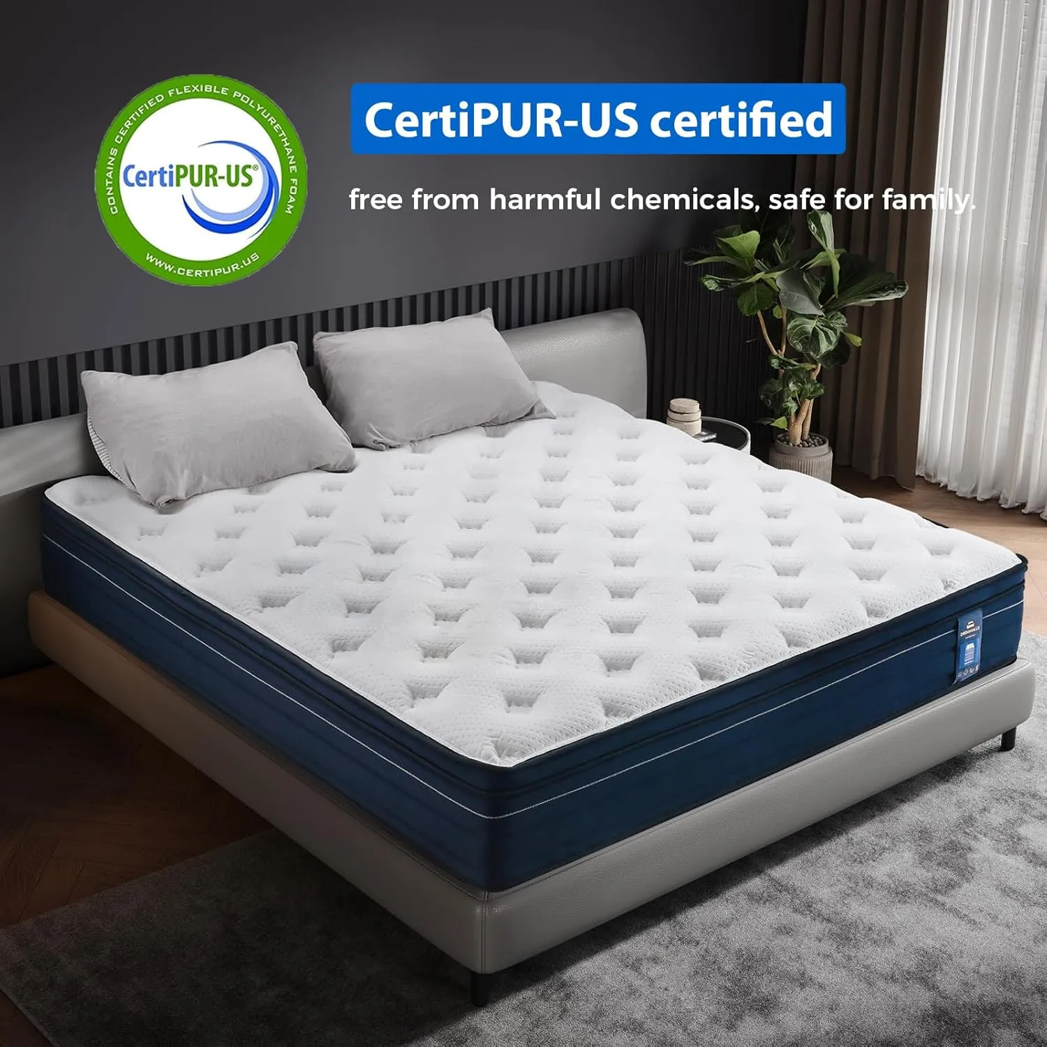 Queen Size Mattress,12 Inch Hybrid Queen Mattress in a Box with Memory Foam and Zoned Support Spring,Motion Isolation,Pressure Relief,100 Night Trial,Medium Firm,CertiPUR-US.