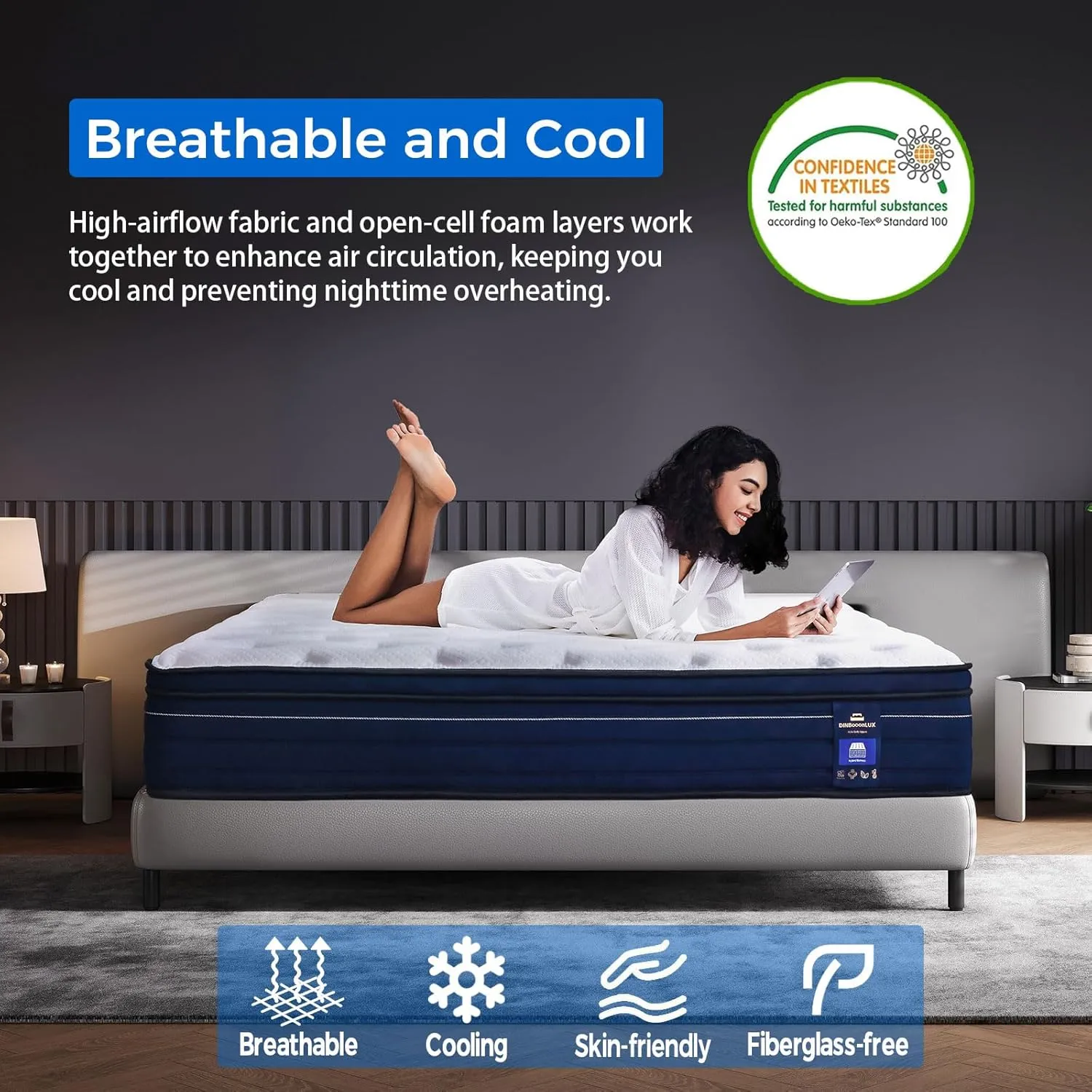 Queen Size Mattress,12 Inch Hybrid Queen Mattress in a Box with Memory Foam and Zoned Support Spring,Motion Isolation,Pressure Relief,100 Night Trial,Medium Firm,CertiPUR-US.