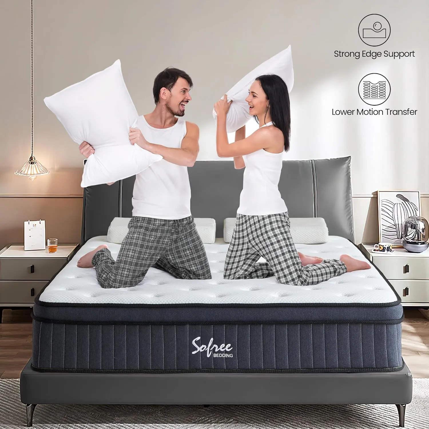 Queen Size Mattresses, 12 Inch Memory Foam Hybrid Mattress Queen, Pocket Spring Mattress in a Box for Motion Isolation, Strong Edge Support, Pressure Relief, Medium Firm, CertiPUR-US