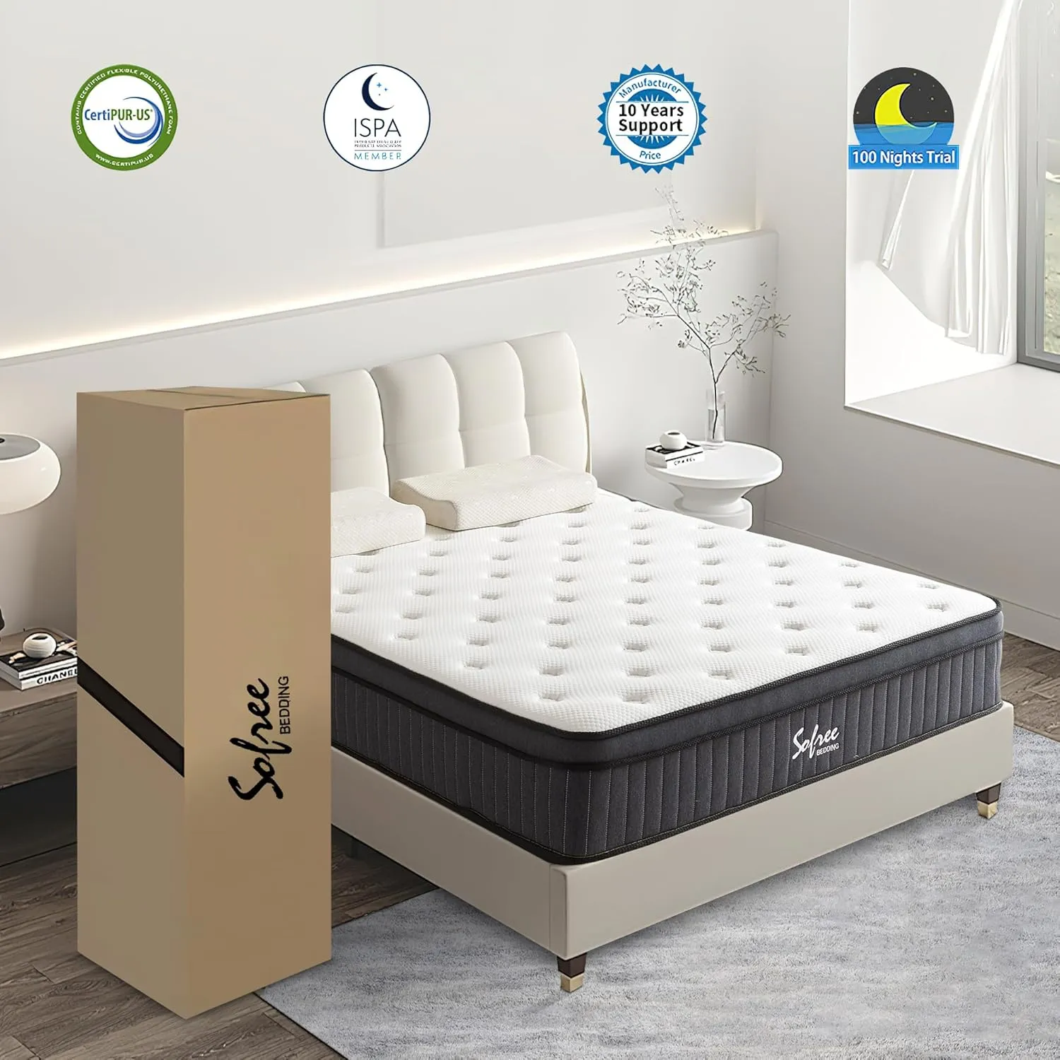Queen Size Mattresses, 12 Inch Memory Foam Hybrid Mattress Queen, Pocket Spring Mattress in a Box for Motion Isolation, Strong Edge Support, Pressure Relief, Medium Firm, CertiPUR-US