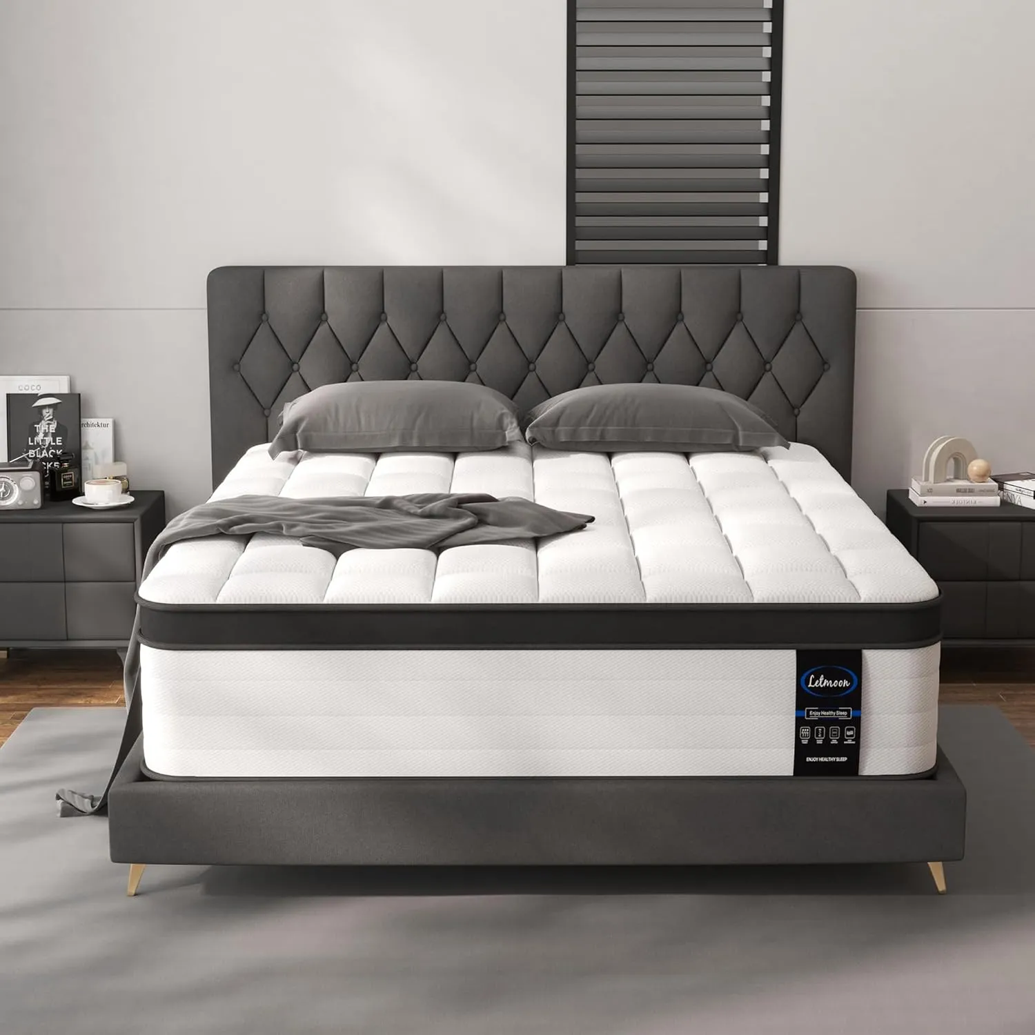 Queen Size Mattresses, 14 Inch Hybrid Queen Mattress in a Box, Medium Firm, Memory Foam and Pocket Springs, (Upgrade) Strong Edge Support, Pressure Relief