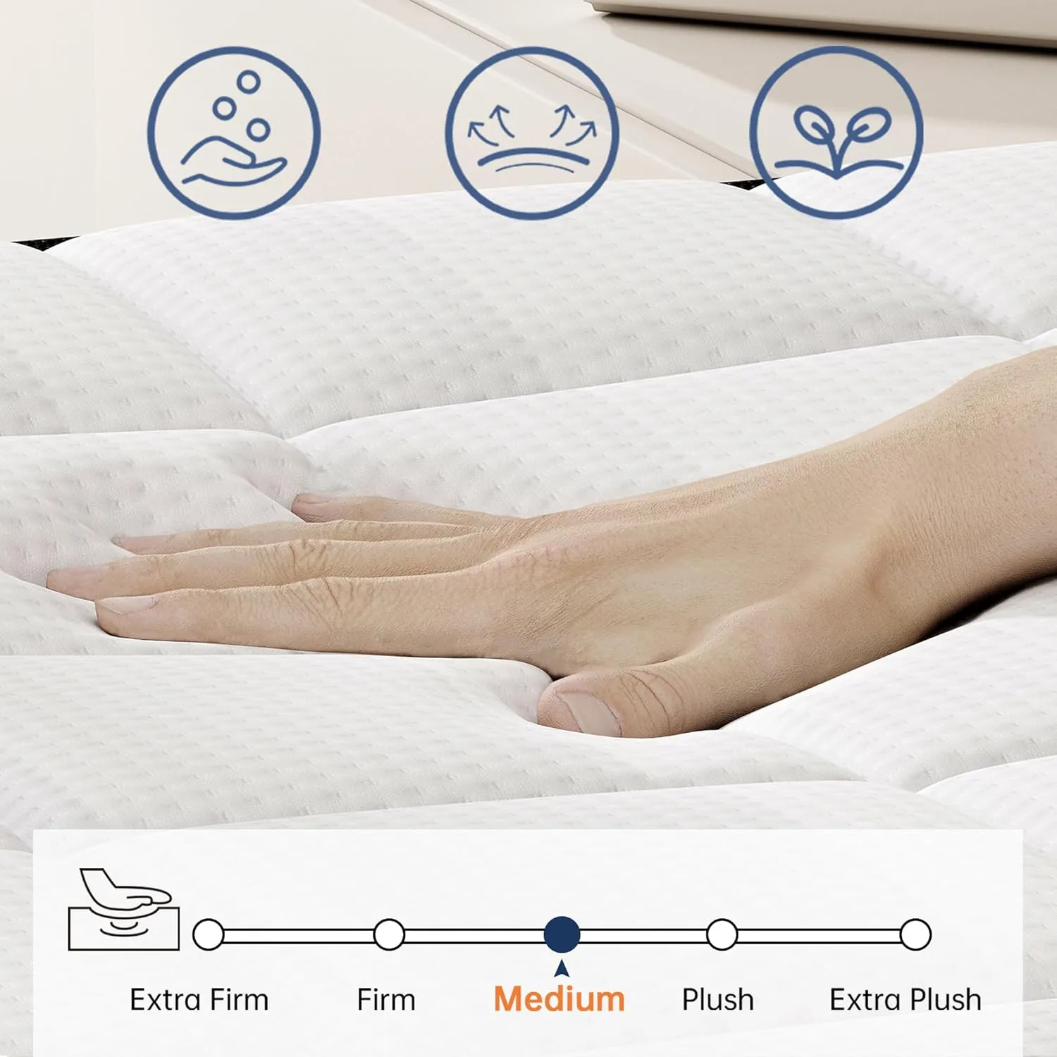 Queen Size Mattresses, 14 Inch Hybrid Queen Mattress in a Box, Medium Firm, Memory Foam and Pocket Springs, (Upgrade) Strong Edge Support, Pressure Relief