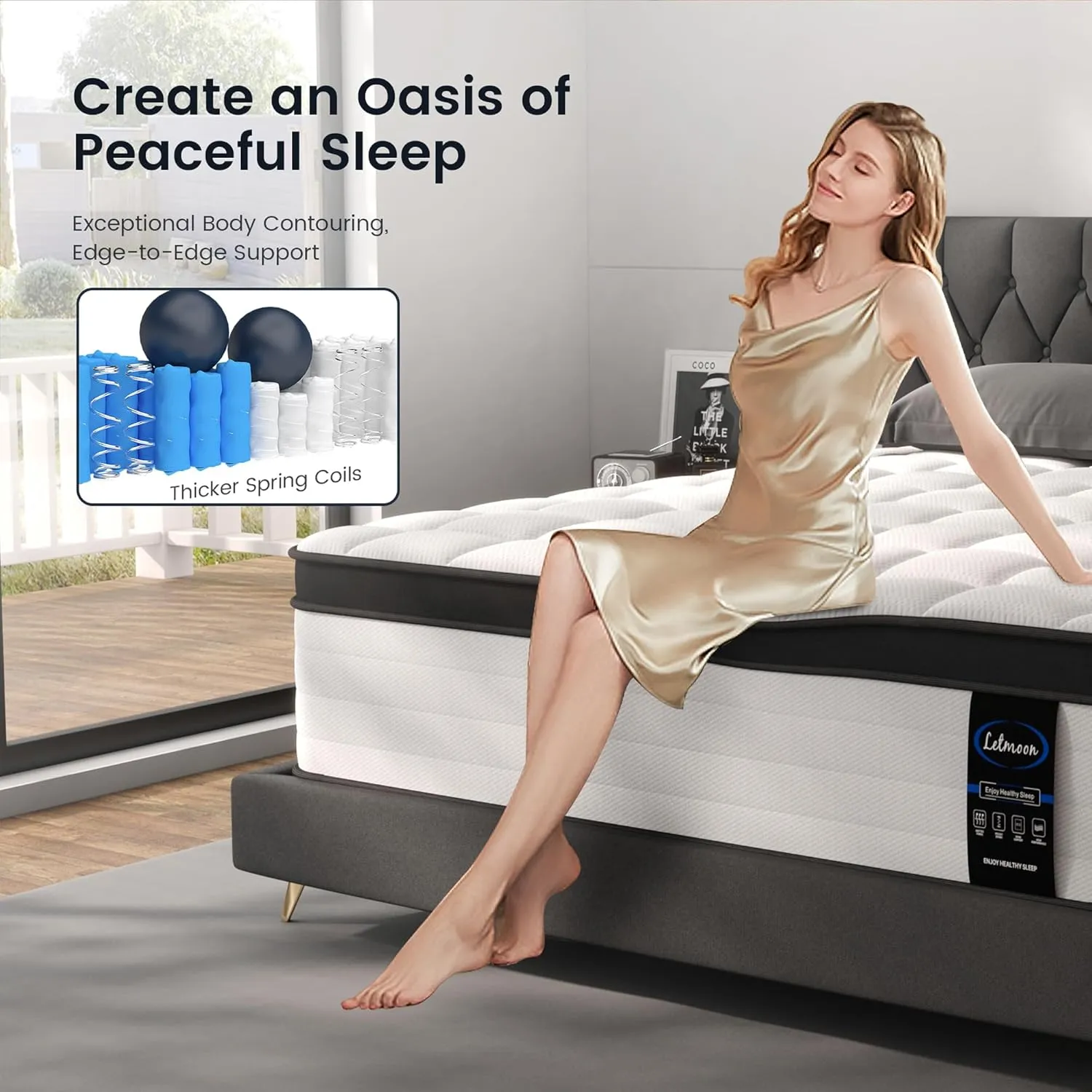 Queen Size Mattresses, 14 Inch Hybrid Queen Mattress in a Box, Medium Firm, Memory Foam and Pocket Springs, (Upgrade) Strong Edge Support, Pressure Relief