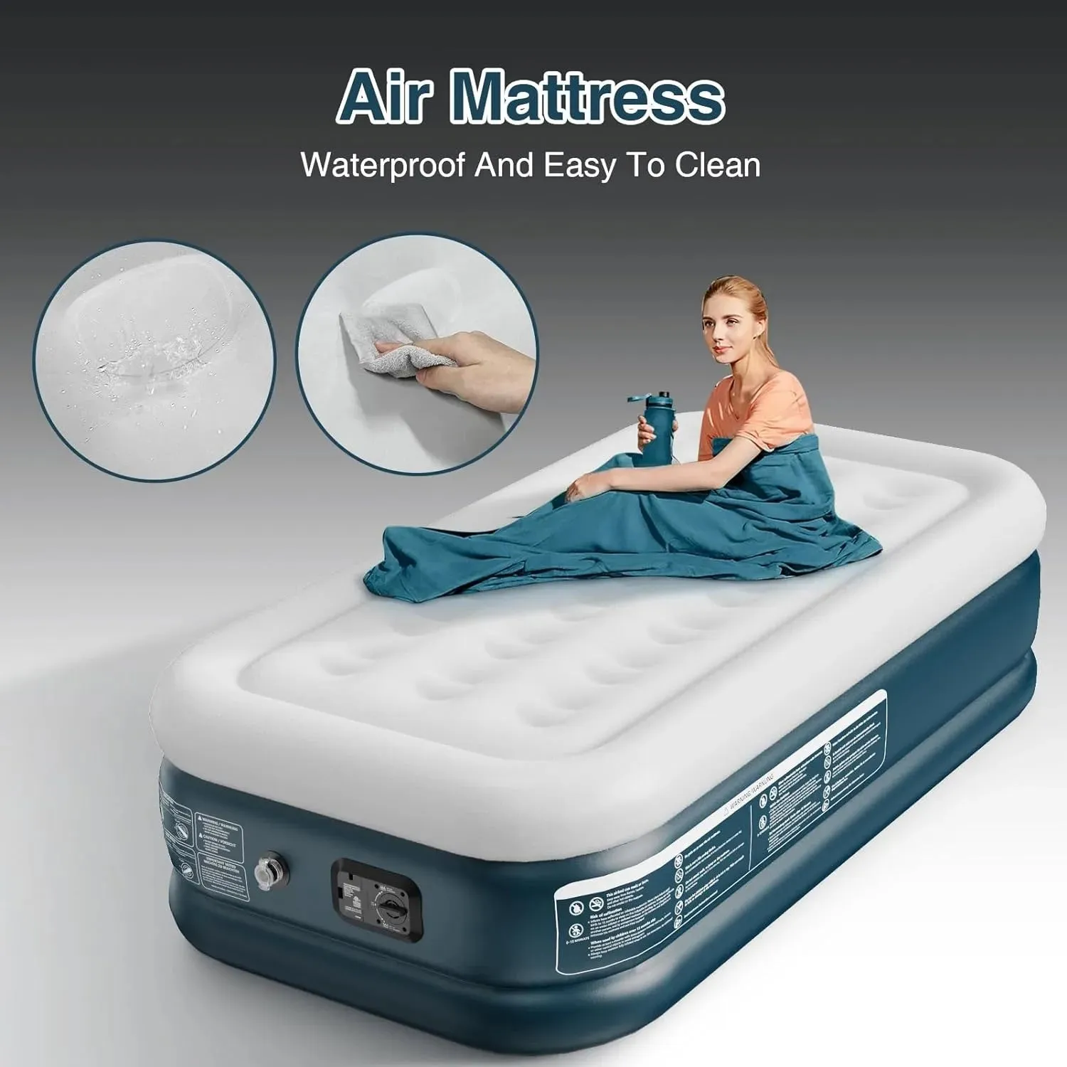 Quick Inflating Twin Air Mattress with Pump