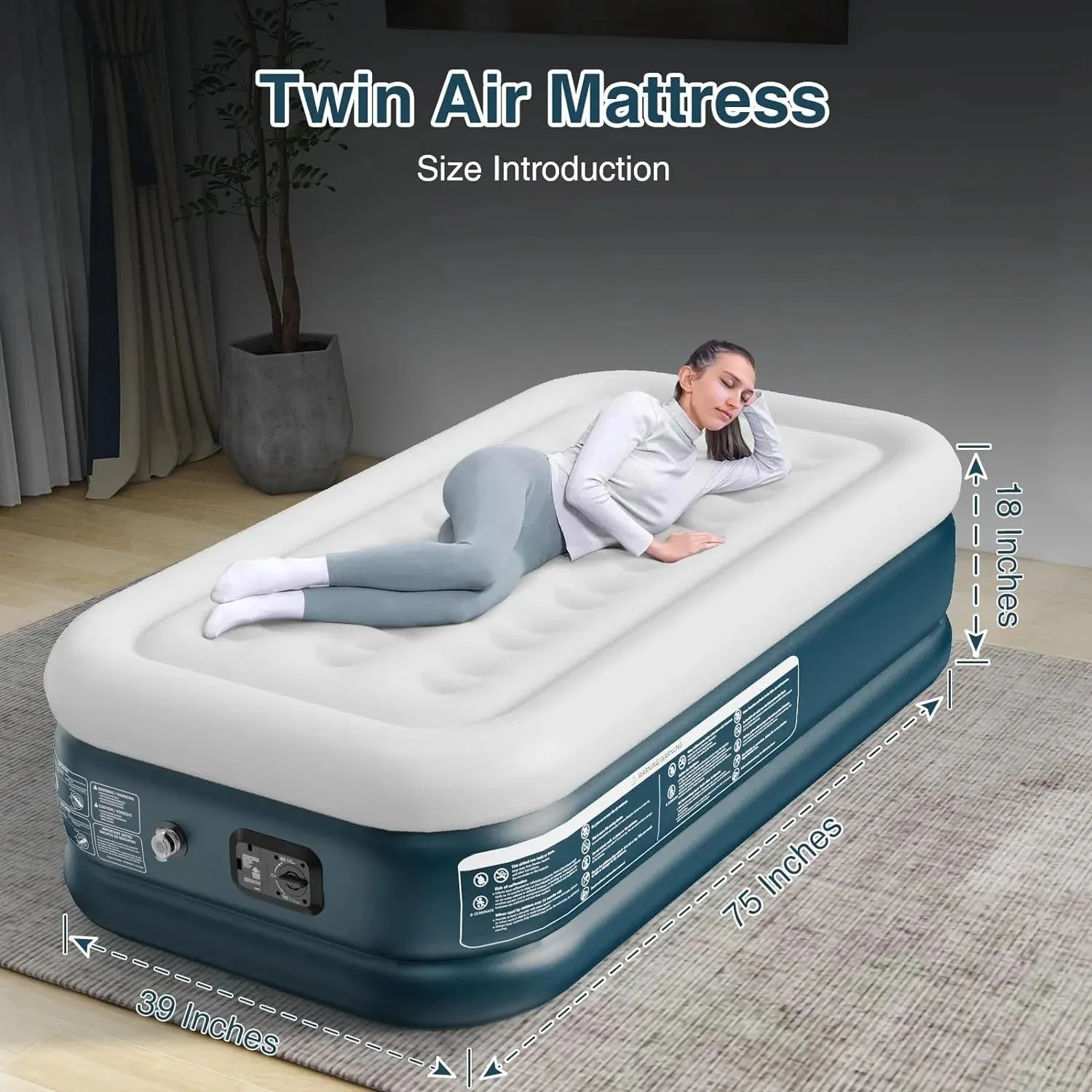 Quick Inflating Twin Air Mattress with Pump
