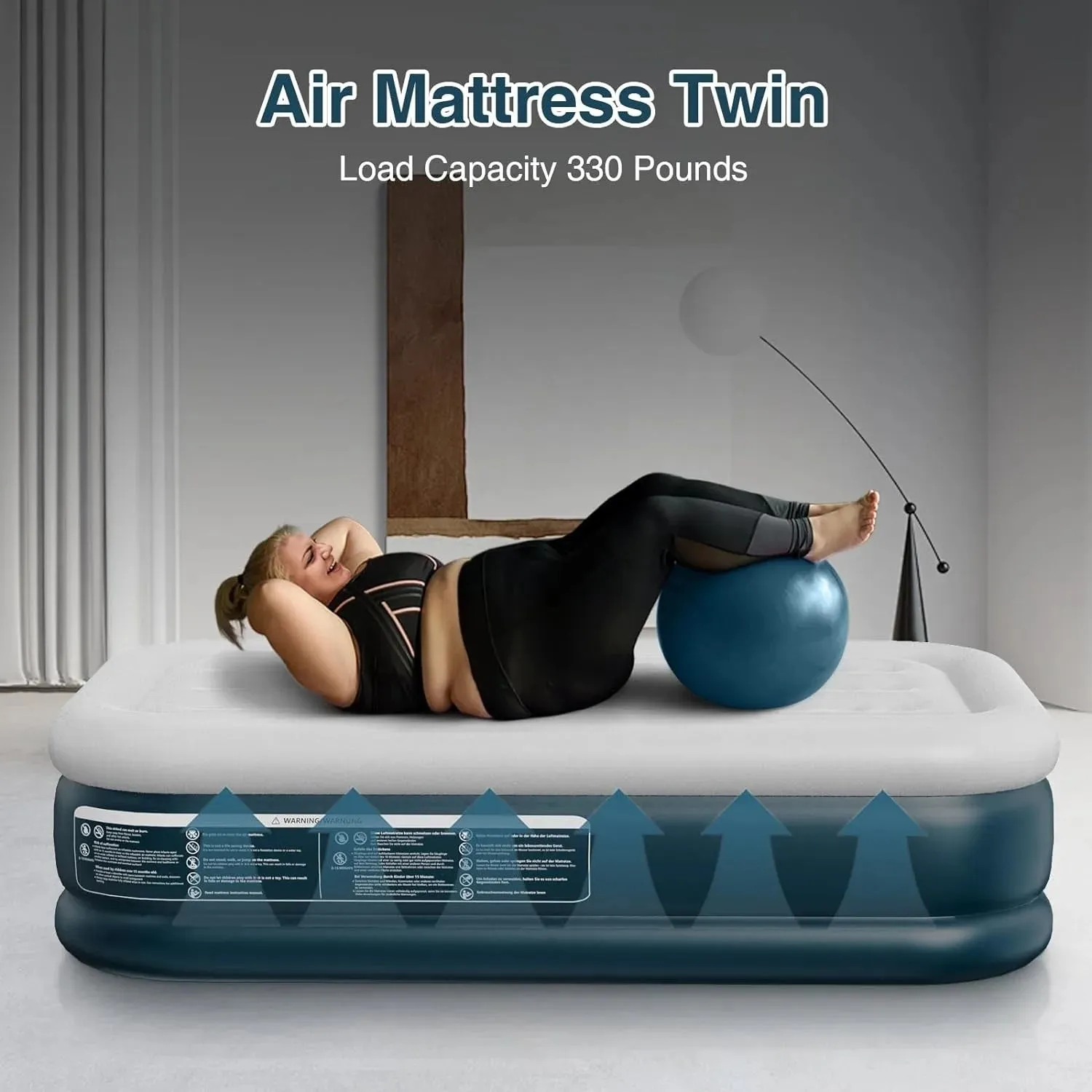 Quick Inflating Twin Air Mattress with Pump