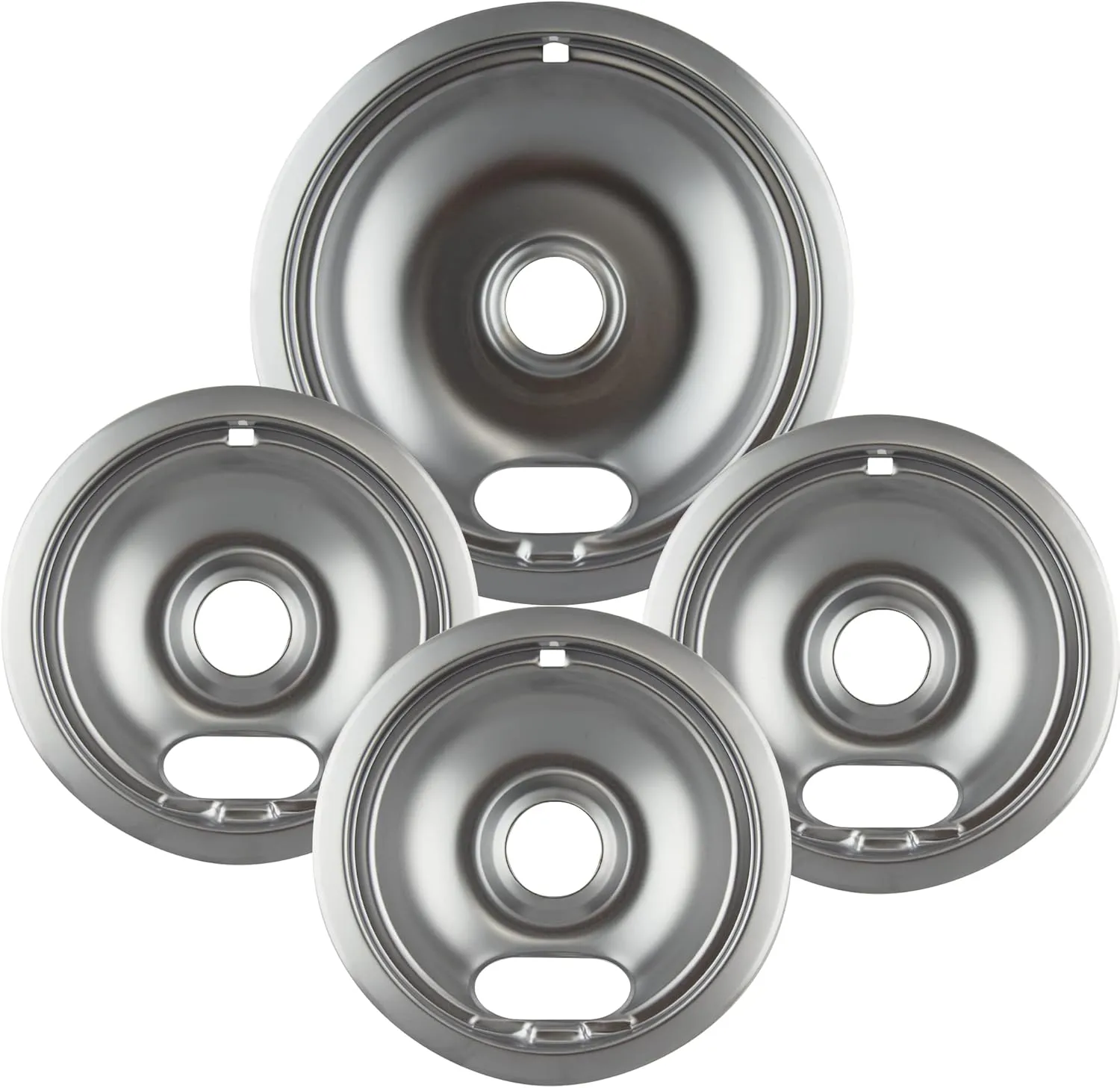 Range Kleen 10124XZ Chrome Style A Drip Pans Sets of 4, 3 6 Inch and 1 8 Inch