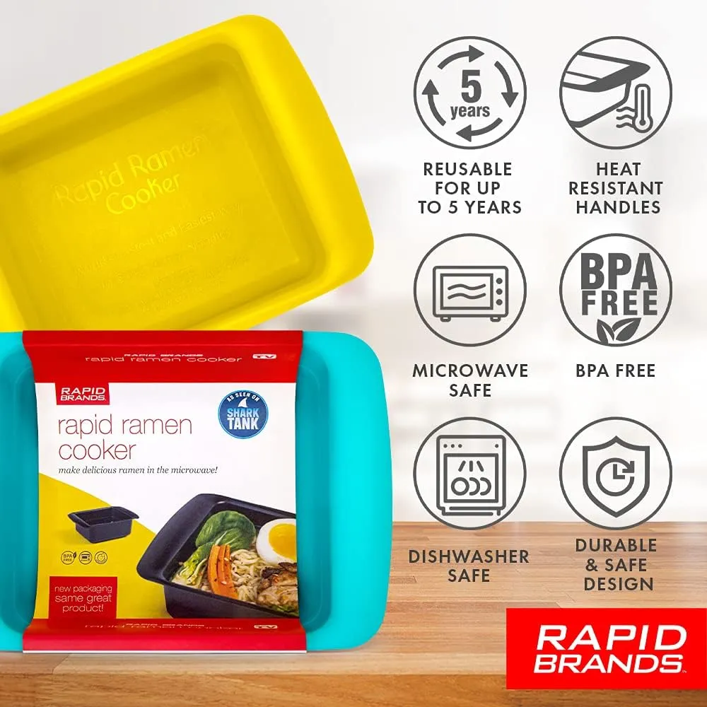 Rapid Ramen Cooker | Microwavable Cookware for Instant Ramen | BPA Free and Dishwasher Safe | Perfect for Dorm, Small Kitchen or Office | Gray, 2 Pack