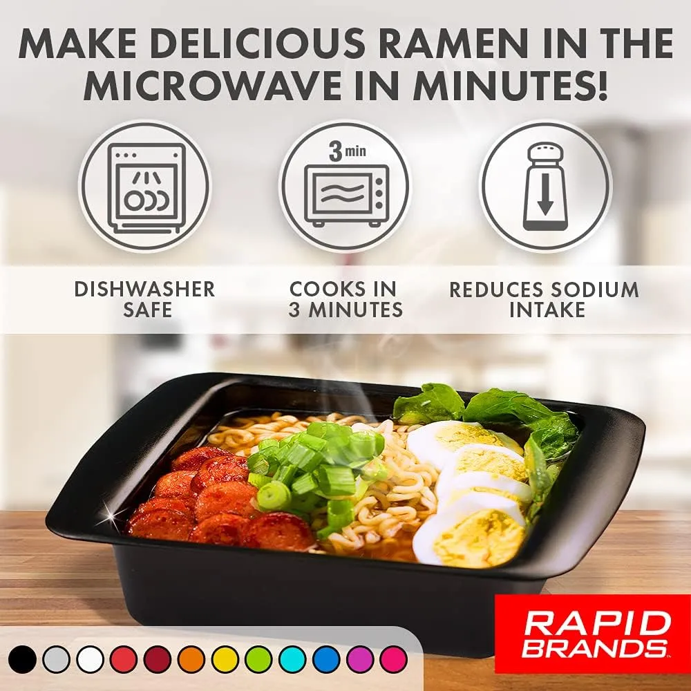 Rapid Ramen Cooker | Microwavable Cookware for Instant Ramen | BPA Free and Dishwasher Safe | Perfect for Dorm, Small Kitchen or Office | Gray, 2 Pack