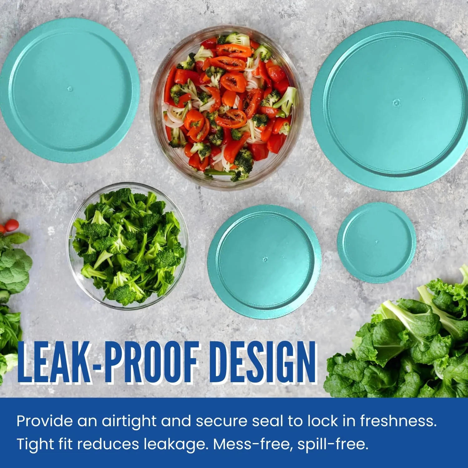 Replacement Lid for Pyrex 7.5" (7 Cup) Storage Plastic Cover Bowl 7402-PC Turqoise (4-Pack)