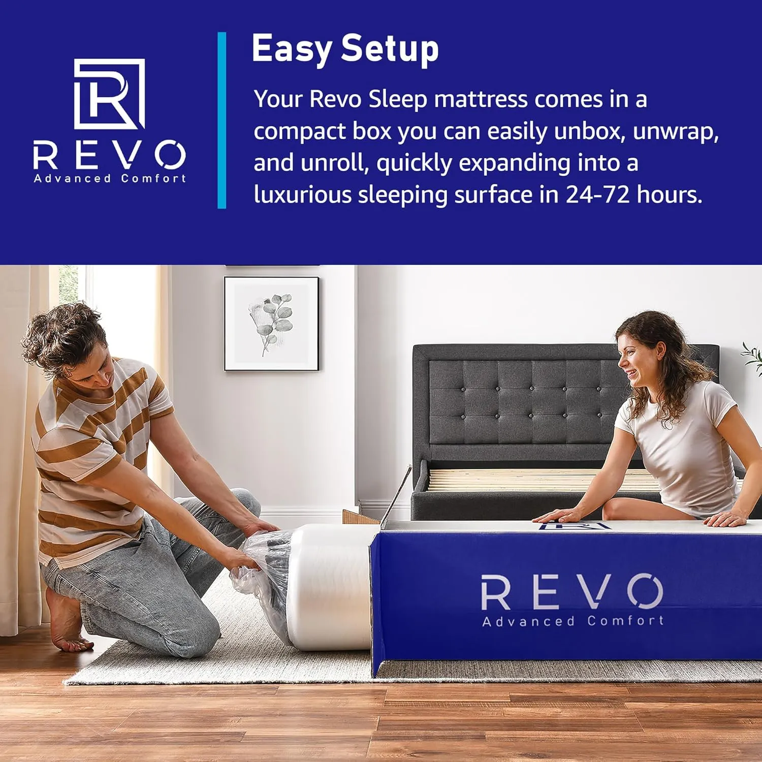 Revo Sleep 14-inch Queen Gel Memory Foam Mattress - Cooling Queen Mattress with Superior Comfort and Posture Support