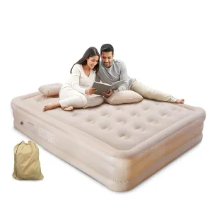 Robustt Air Bed, Inflatable Mattress W/Built-in Electric Pump (200 x 150 x 40 cms) Double Queen Size 3 Mins Quick Self-Inflation Blow Up Bed, Guest Air Mattress for Home Travel