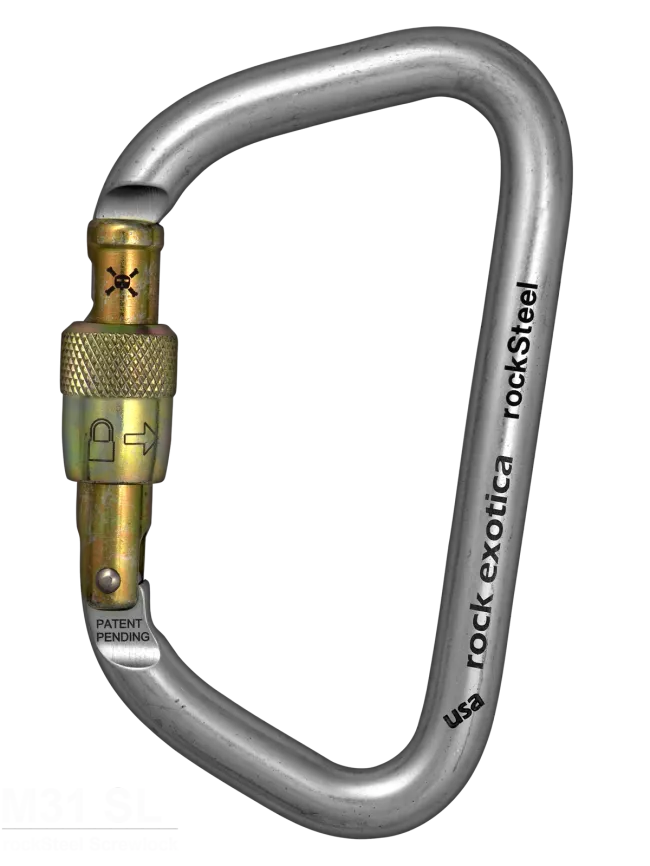 Rock Exotica rockSteel Screw-Lock  Carabiner - Keylock - 45Kn