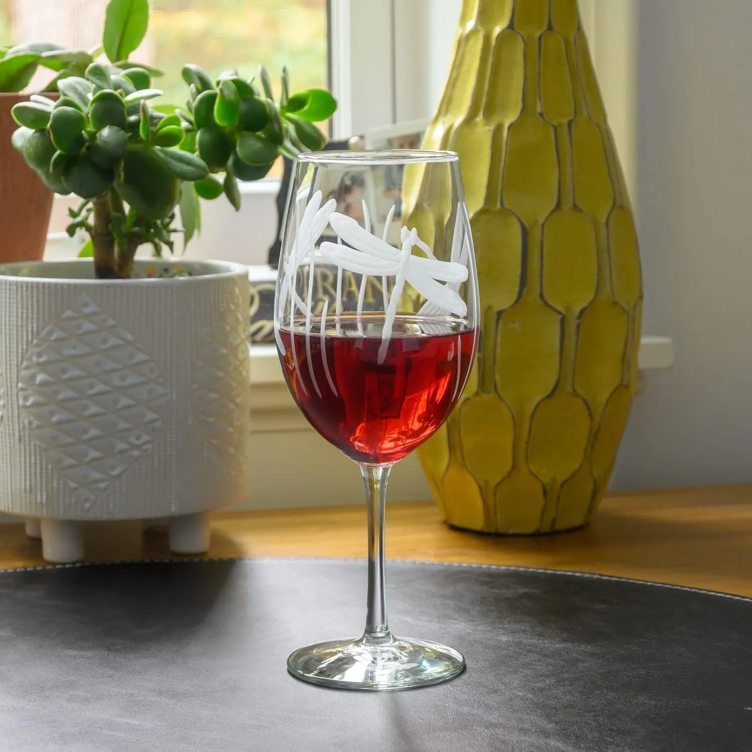 Rolf Glass Dragonfly All Purpose Wine Glass 18 ounce - Stemmed Wine Glasses Set of 2 – Lead-Free Glass- Etched Large Wine Glasses - Made in the USA - A Classic