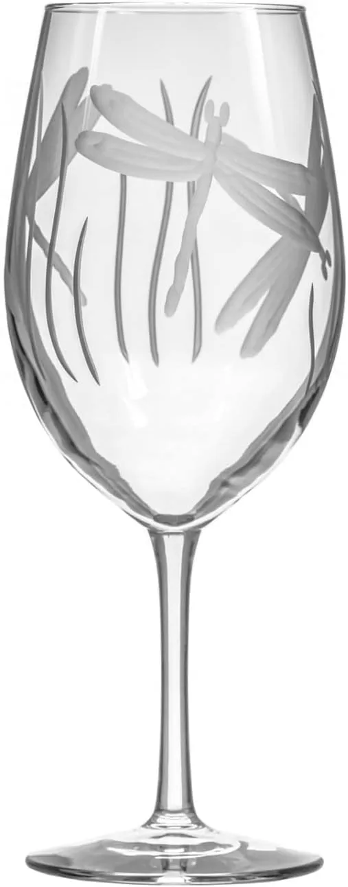 Rolf Glass Dragonfly All Purpose Wine Glass 18 ounce - Stemmed Wine Glasses Set of 2 – Lead-Free Glass- Etched Large Wine Glasses - Made in the USA - A Classic