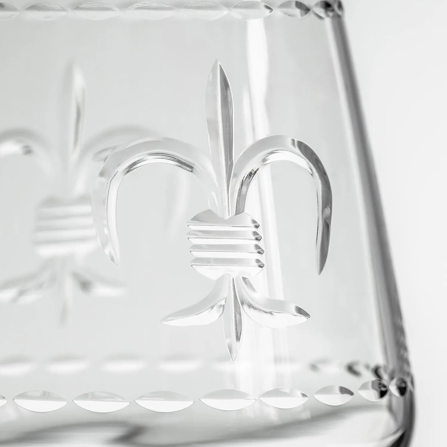 Rolf Glass Fleur De Lis Stemless Wine Tumbler 18 ounce - Stemless Wine Glasses - Lead-Free Glass - Etched Tumbler Glasses - Proudly Made in the USA (Set of 4)