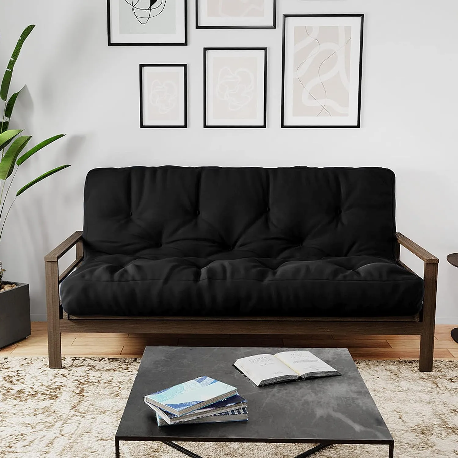 Royal Sleep Products by The Futon Factory 6 inch Memory Foam Futon Mattress - Solid Black Cover - Full Size - CertiPUR Certified Foams - Made in USA - (Frame not Included)