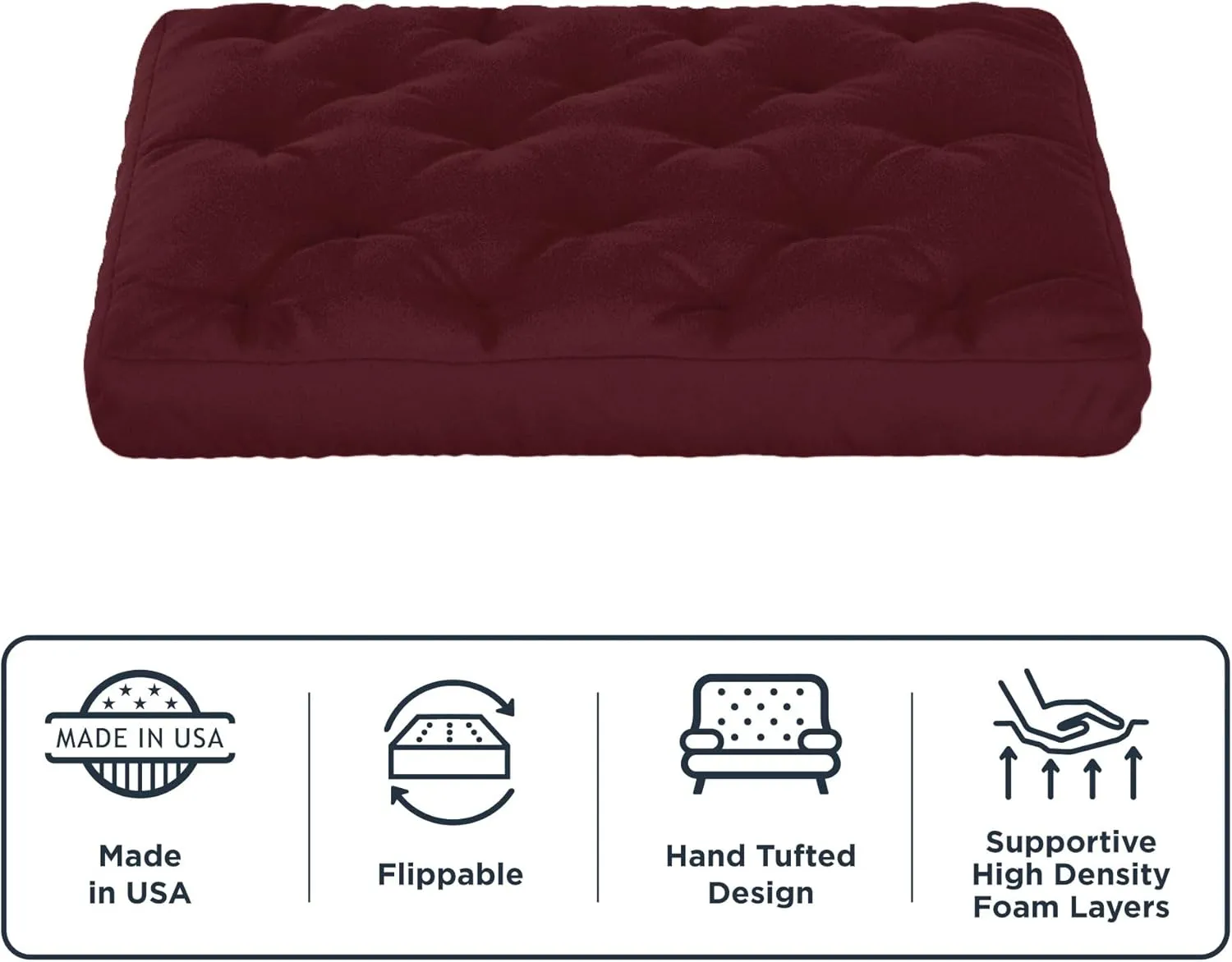 Royal Sleep Products by The Futon Factory 6 inch Memory Foam Futon Mattress - Solid Black Cover - Full Size - CertiPUR Certified Foams - Made in USA - (Frame not Included)
