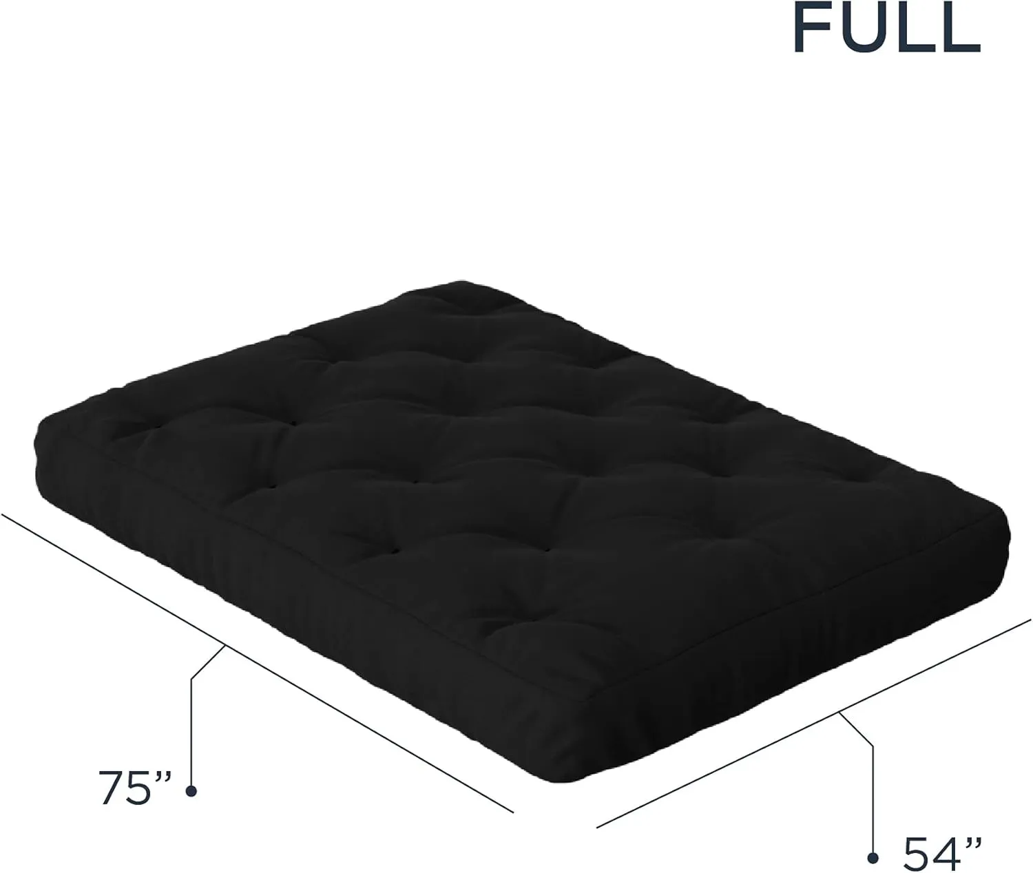 Royal Sleep Products by The Futon Factory 6 inch Memory Foam Futon Mattress - Solid Black Cover - Full Size - CertiPUR Certified Foams - Made in USA - (Frame not Included)