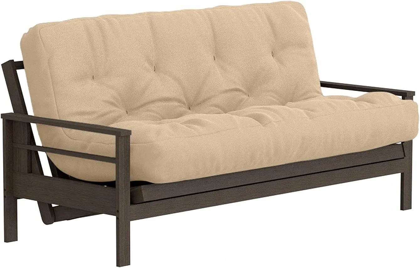 Royal Sleep Products by The Futon Factory 6 inch Memory Foam Futon Mattress - Solid Khaki Cover - Full Size - CertiPUR Certified Foams - Made in USA - (Frame not Included)