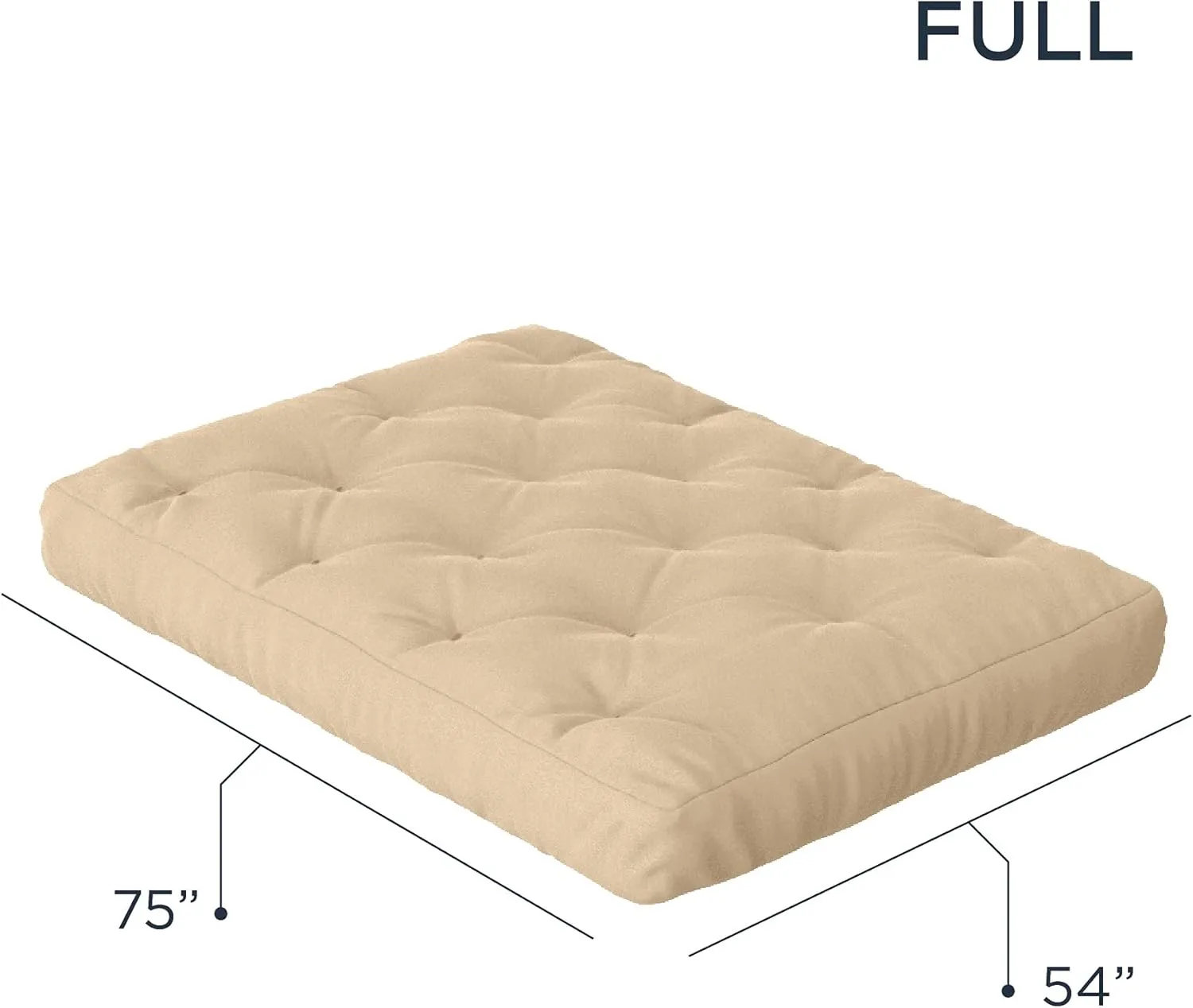 Royal Sleep Products by The Futon Factory 6 inch Memory Foam Futon Mattress - Solid Khaki Cover - Full Size - CertiPUR Certified Foams - Made in USA - (Frame not Included)