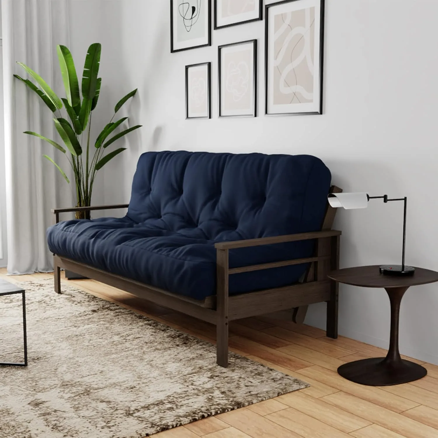 Royal Sleep Products by The Futon Factory Cooling Gel Memory Foam 8 inch Futon Mattress - Solid Navy Cover - Queen Size - CertiPUR Certified Foams - Made in USA - (Frame not Included)