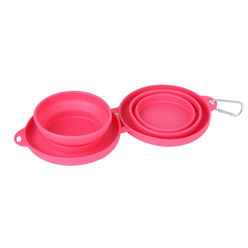 Rubber Foldable Double Bowl Pet Feeding Bowl For Dogs