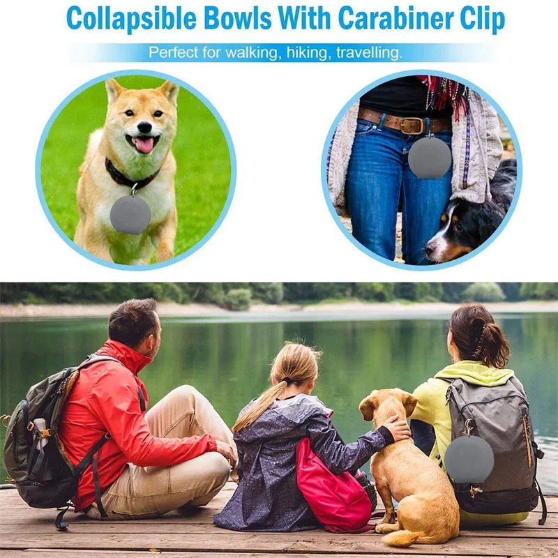 Rubber Foldable Double Bowl Pet Feeding Bowl For Dogs