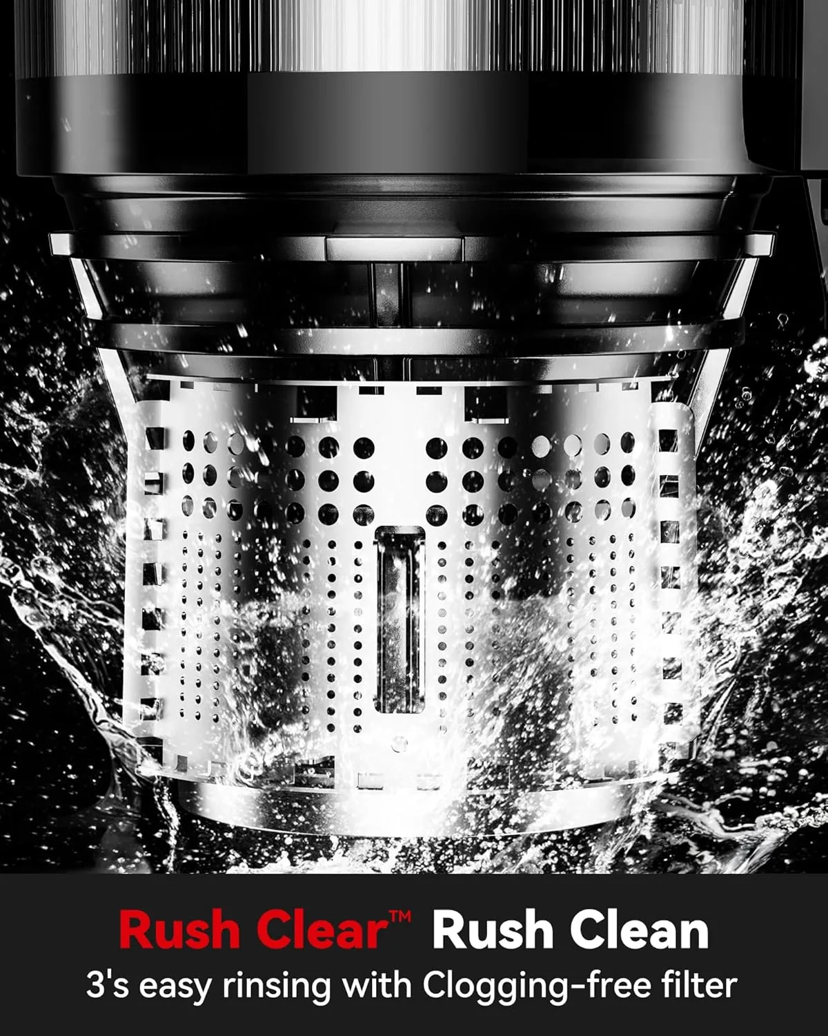 Rush Clear Slow Masticating Juicer Machines, Cold Press Juicer with No-Prep 4.35" Feed Chute Fit Whole Fruits & Vegetables Juicer Machine Easy to Clean, LINKChef 42oz Capacity, 200w, Blackout