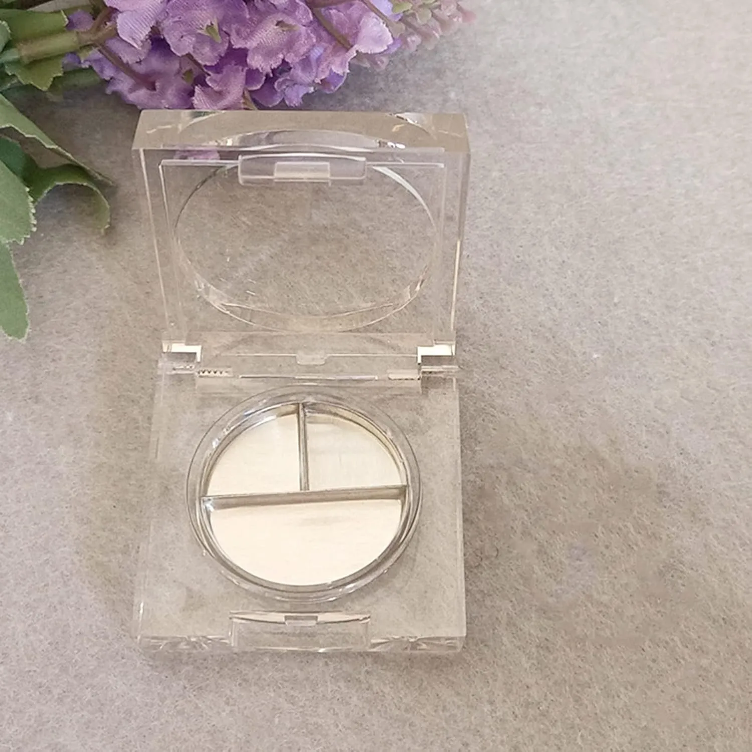 SAFIGLE 2sets 14pcs Transparent Blush Case Empty Highlighter and Eyeshadow Container Compact Makeup Organizer for Travel for Powder Foundation and Custom Eyeshadow 14pcs*2
