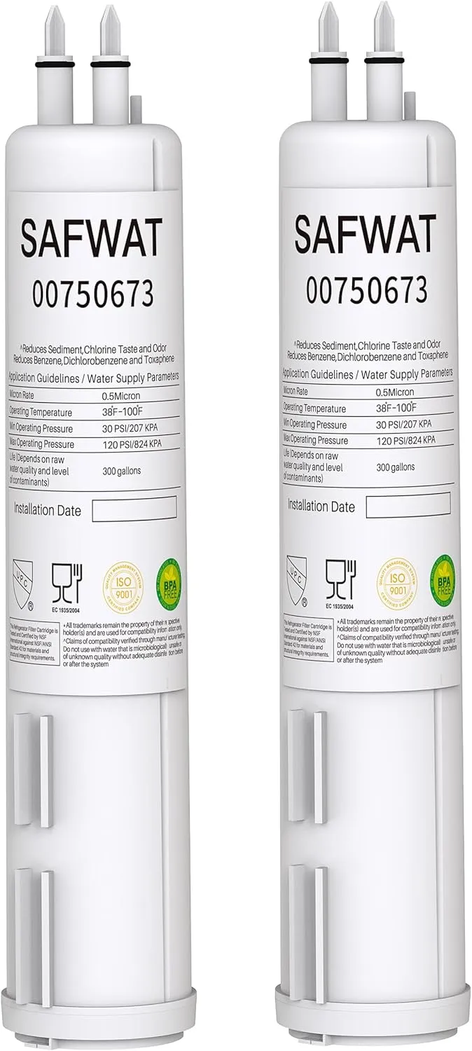 SAFWAT 00750673 Compatible with Thermador REPLFLTR20 Bosch 00750673 Refrigerator Water Filter (2 Pack)