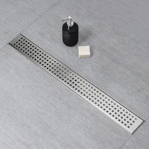 SaniteModar Linear Shower Drain, Shower Drain 18 inch with Removable Grate, Brushed 304 Stainless Steel Linear Drain Include Hair Strainer,Adjustable Leveling Feet