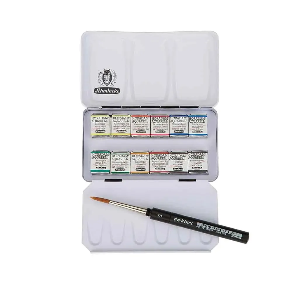 Schmincke Half Pan Watercolor Pocket Set -Metal Travel Box