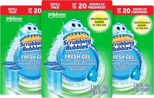 Scrubbing Bubbles Fresh Gel Toilet Bowl Cleaning Stamps Refills, Helps Keep Toilet Clean and Helps Prevent Limescale & Rings, Citrus Scent, 12 Stamps (Pack of 3)