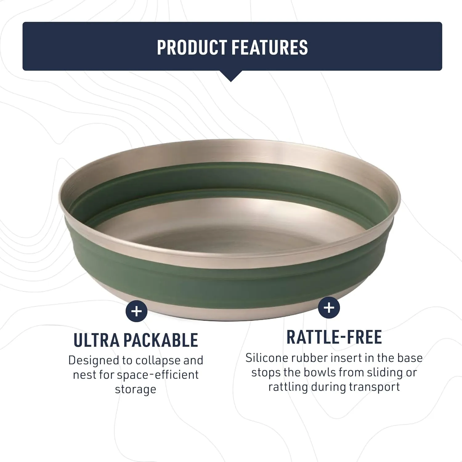 Sea to Summit Detour Stainless Steel Collapsible Bowl, Large (31 fl oz), Beluga Black