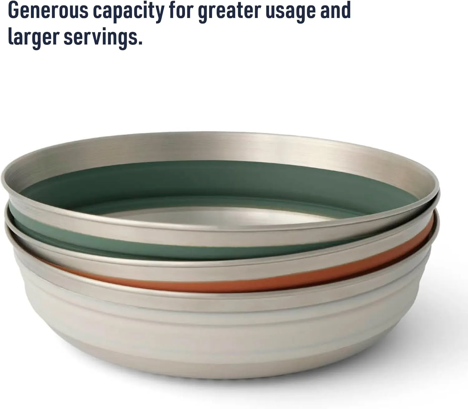 Sea to Summit Detour Stainless Steel Collapsible Bowl, Large (31 fl oz), Beluga Black