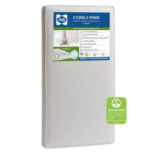 Sealy Baby 2 Cool 2 Stage Waterproof Crib Mattress plus Toddler Bed Fit, Premium Extra Firm Cooling Foam, Non Toxic, GREENGUARD Gold Certified, Safety & Quality Tested, Made in USA, 52"X28"