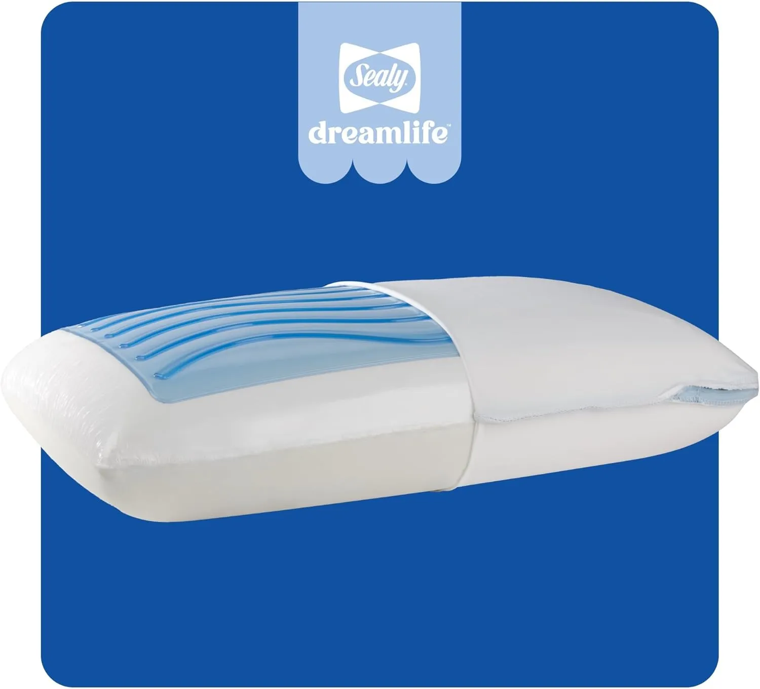 SEALY Dreamlife Memory Foam, Standard Pillow, Queen, White