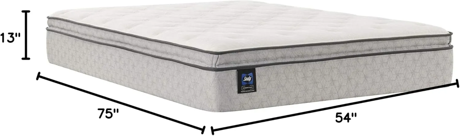 Sealy Essentials Spring Winter Green Euro Pillowtop Soft Feel Mattress, Full