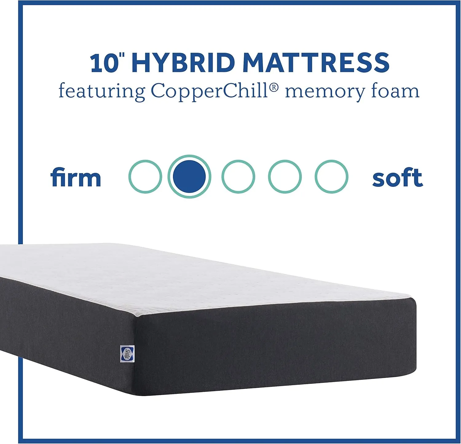 Sealy - Hybrid Bed in a Box - 10 Inch, Medium-Firm Feel, Queen Size, CopperChill Technology, CertiPur-US Certified