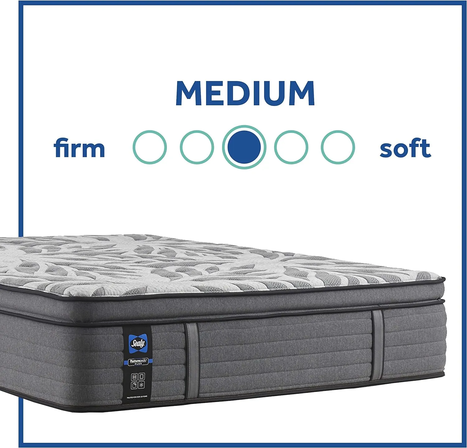Sealy Posturepedic Plus 14" Euro Pillow Top Mattress with Cooling Air Gel Foam, Medium-Firm Memory Foam Mattress with Targeted Body Support, California King