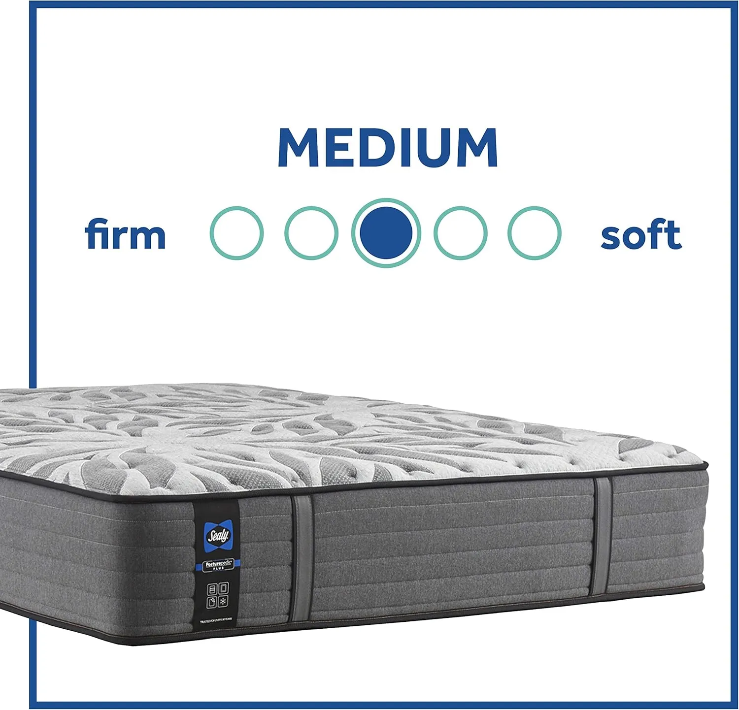 Sealy Posturepedic Plus Mattress with Surface-Guard, Tight Top 13-Inch Medium, King, Grey