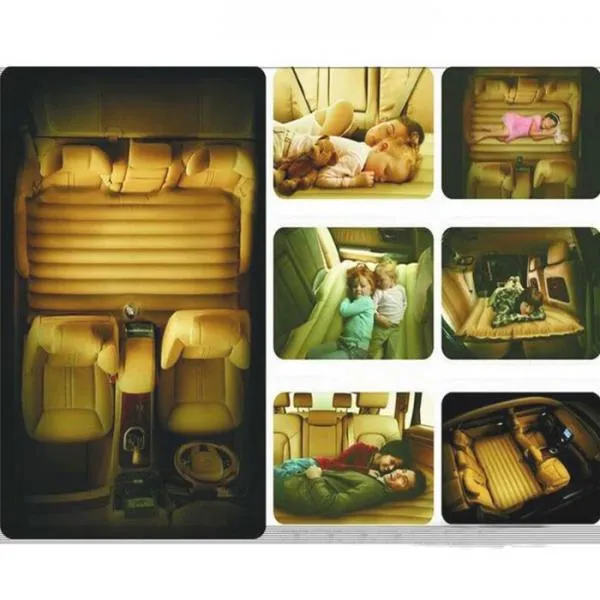 Self-drive Inflatable Car Bed Air Mattress with Ear Gray